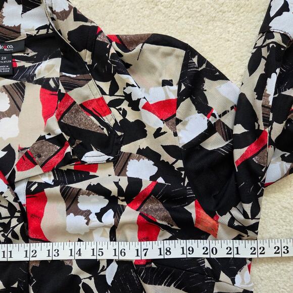 Style & Co 2X Chiffon Tunic Blouse/Dress 3/4 Roll Tab Sleeve Button Front Flowy - Picture 11 of 16